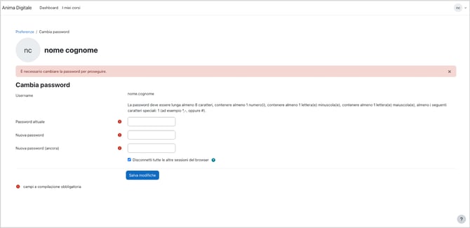 cambio password